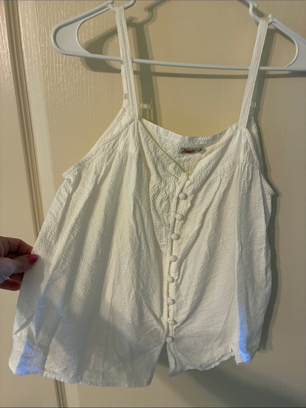 Faherty White Button-Detail Spaghetti Strap Camisole